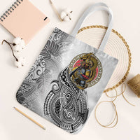 Japanese Samurai Warrior Tote Bag White Polynesian Tattoo Style LT9 White Strap One Size White - Polynesian Pride