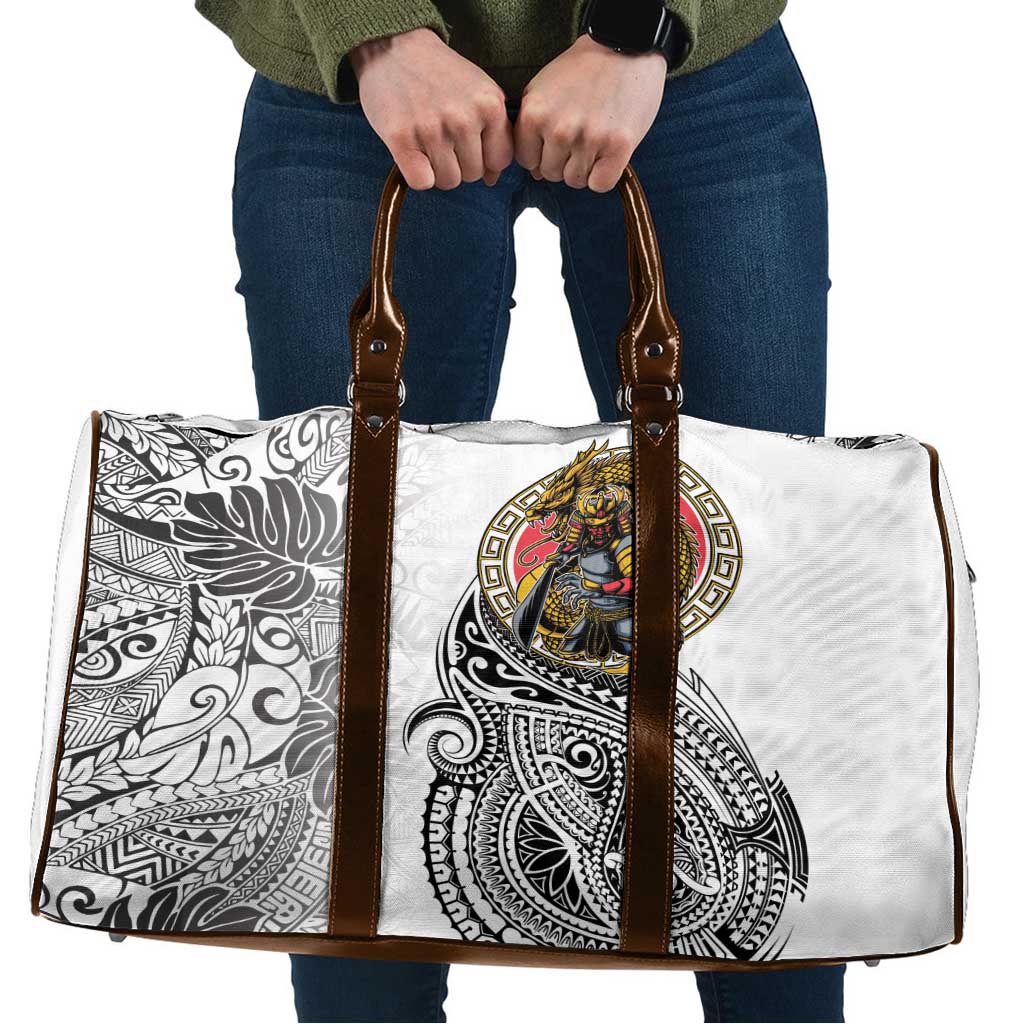 Japanese Samurai Warrior Travel Bag White Polynesian Tattoo Style LT9 White - Polynesian Pride