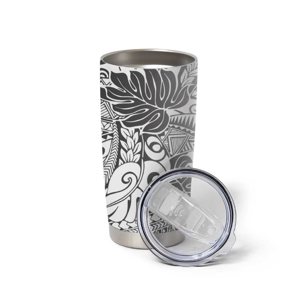 Japanese Samurai Warrior Tumbler Cup White Polynesian Tattoo Style LT9 - Polynesian Pride