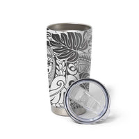 Japanese Samurai Warrior Tumbler Cup White Polynesian Tattoo Style LT9 - Polynesian Pride