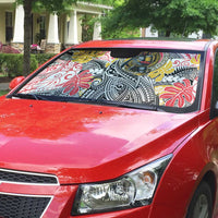 Japanese Samurai Warrior Auto Sun Shade Colorful Polynesian Tattoo Style LT9 - Polynesian Pride