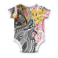 Japanese Samurai Warrior Baby Onesie Colorful Polynesian Tattoo Style LT9 - Polynesian Pride