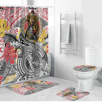 Japanese Samurai Warrior Bathroom Set Colorful Polynesian Tattoo Style LT9 Bathroom Set (4 pcs) White - Polynesian Pride