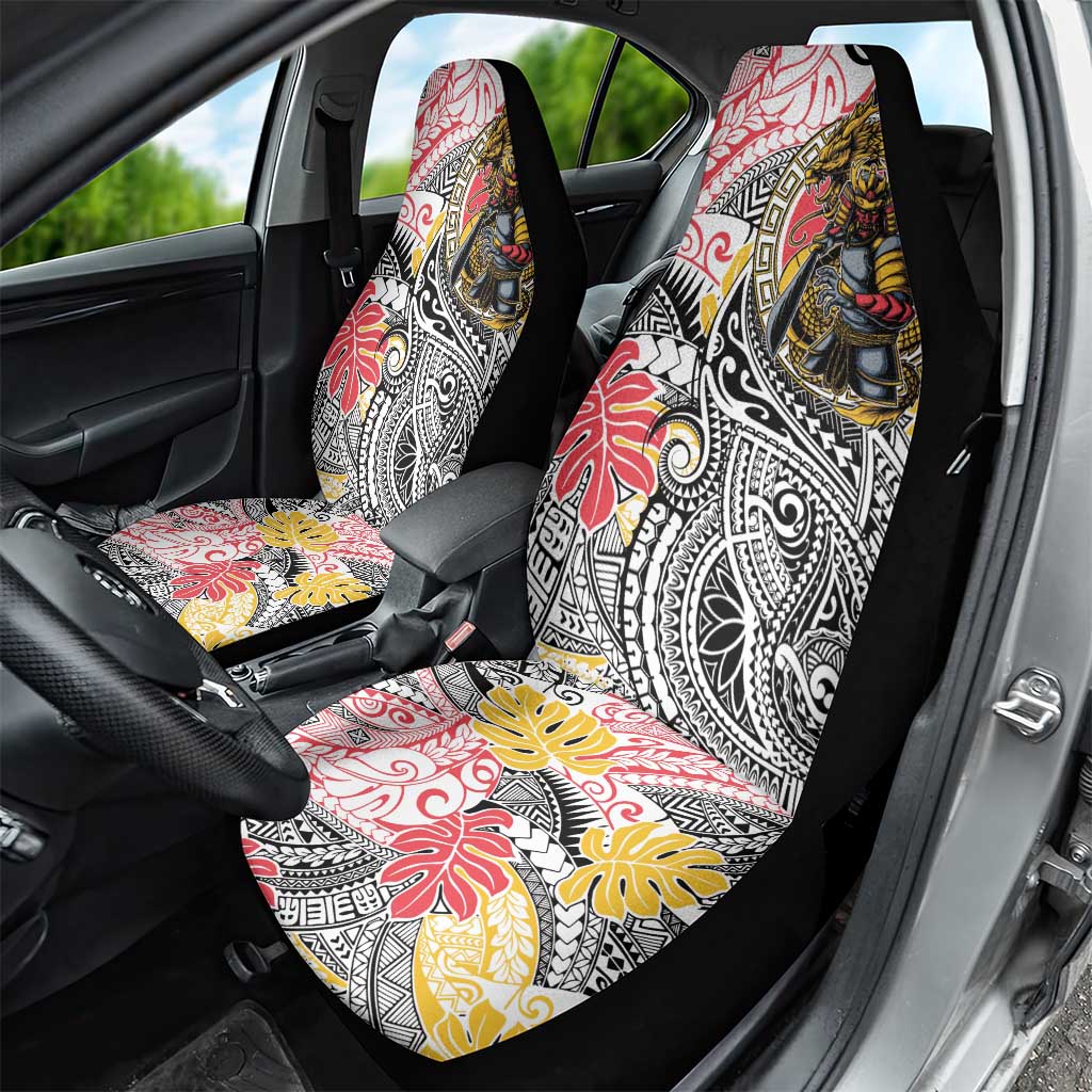 Japanese Samurai Warrior Car Seat Cover Colorful Polynesian Tattoo Style LT9 - Polynesian Pride