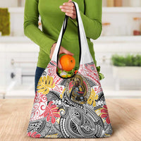 Japanese Samurai Warrior Grocery Bag Colorful Polynesian Tattoo Style LT9 - Polynesian Pride
