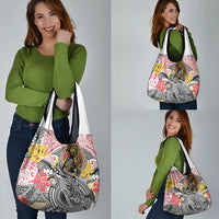 Japanese Samurai Warrior Grocery Bag Colorful Polynesian Tattoo Style LT9 - Polynesian Pride