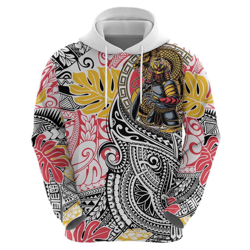 Japanese Samurai Warrior Hoodie Colorful Polynesian Tattoo Style LT9 - Polynesian Pride