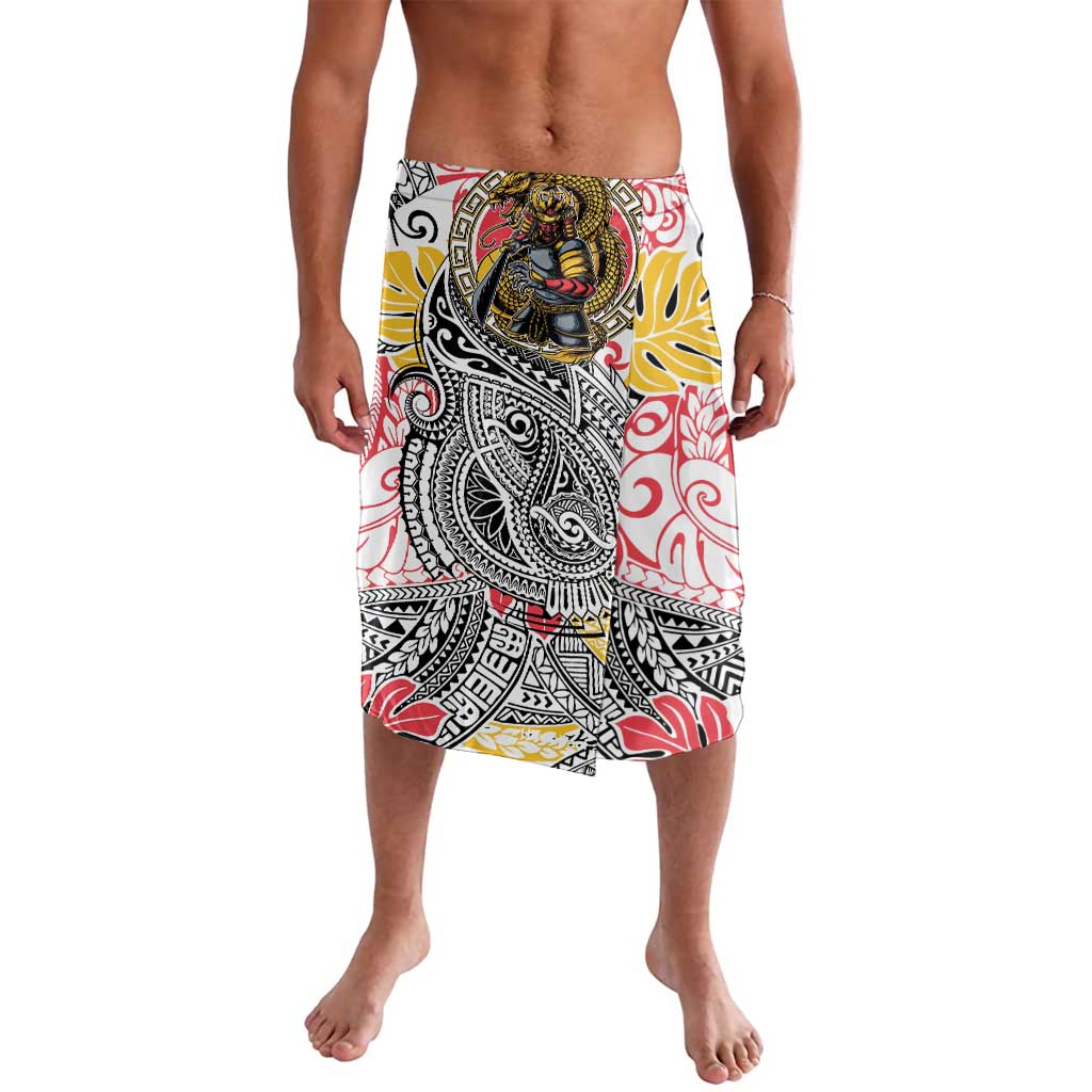 Japanese Samurai Warrior Lavalava Colorful Polynesian Tattoo Style LT9 White - Polynesian Pride
