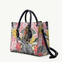 Japanese Samurai Warrior Leather Bag Colorful Polynesian Tattoo Style LT9 White - Polynesian Pride