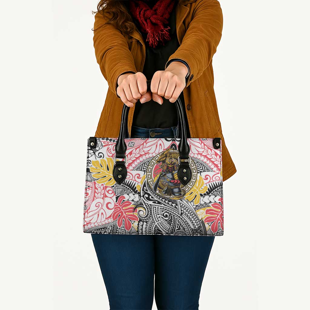 Japanese Samurai Warrior Leather Bag Colorful Polynesian Tattoo Style LT9 - Polynesian Pride
