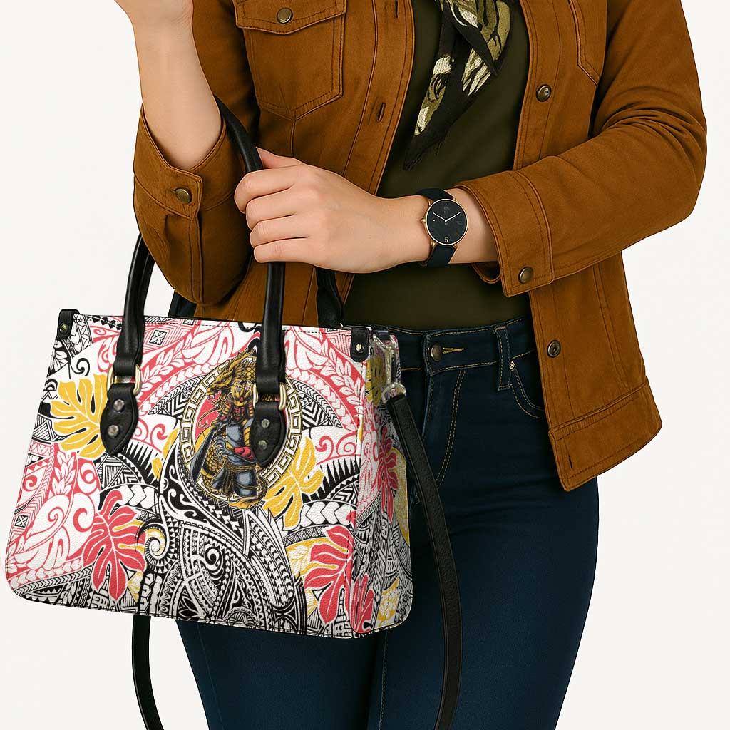 Japanese Samurai Warrior Leather Bag Colorful Polynesian Tattoo Style LT9 - Polynesian Pride