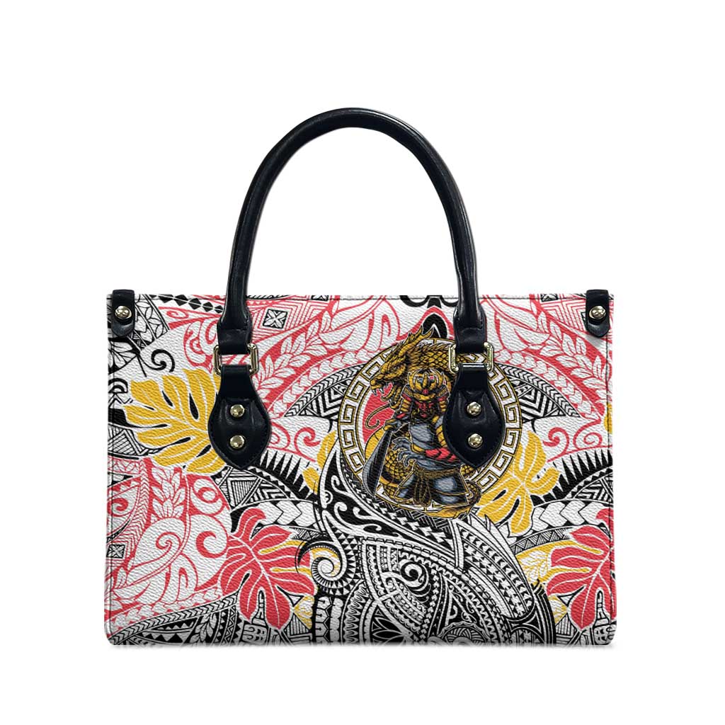 Japanese Samurai Warrior Leather Bag Colorful Polynesian Tattoo Style LT9 - Polynesian Pride