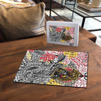 Japanese Samurai Warrior Puzzle Colorful Polynesian Tattoo Style LT9 - Polynesian Pride