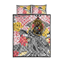 Japanese Samurai Warrior Quilt Bed Set Colorful Polynesian Tattoo Style LT9 - Polynesian Pride