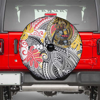 Japanese Samurai Warrior Spare Tire Cover Colorful Polynesian Tattoo Style LT9 - Polynesian Pride