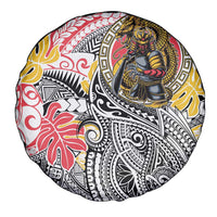 Japanese Samurai Warrior Spare Tire Cover Colorful Polynesian Tattoo Style LT9 - Polynesian Pride