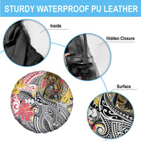 Japanese Samurai Warrior Spare Tire Cover Colorful Polynesian Tattoo Style LT9 - Polynesian Pride