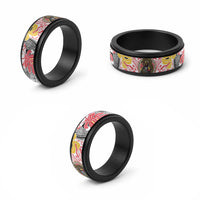 Japanese Samurai Warrior Spinner Ring Colorful Polynesian Tattoo Style LT9 - Polynesian Pride