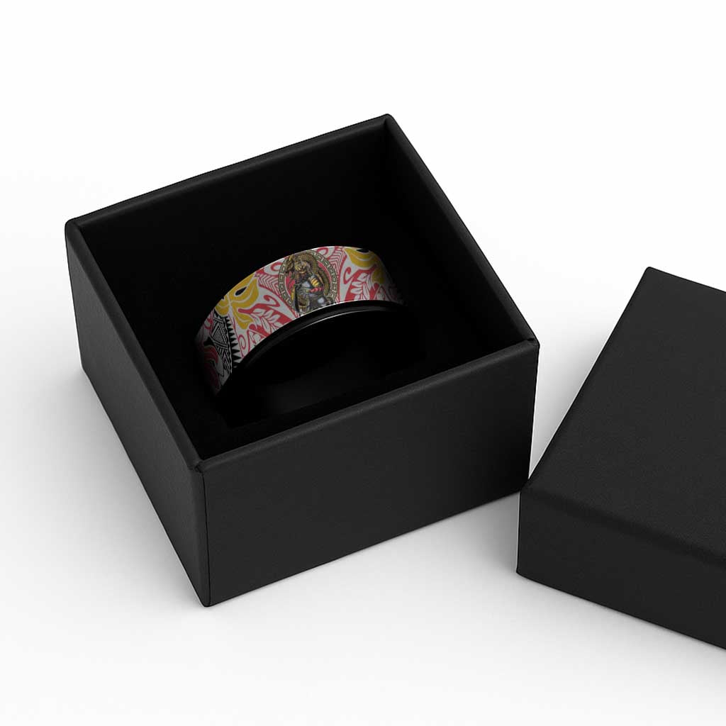 Japanese Samurai Warrior Spinner Ring Colorful Polynesian Tattoo Style LT9 - Polynesian Pride
