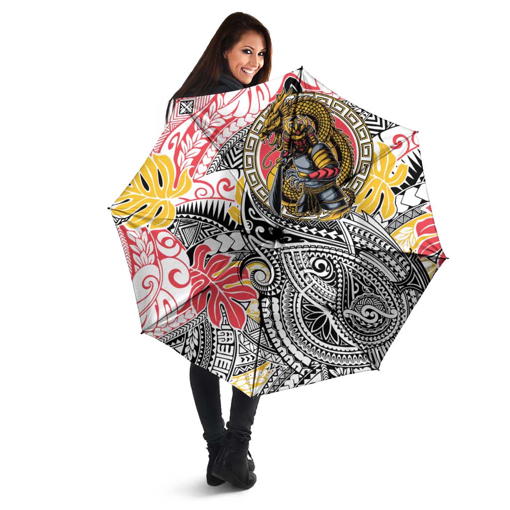 Japanese Samurai Warrior Umbrella Colorful Polynesian Tattoo Style LT9 - Polynesian Pride