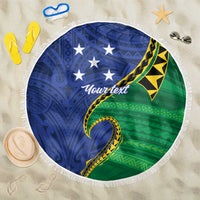 Solomon Islands Independence Day 1978 Personalised Beach Blanket Polynesian Pattern with Flag Style LT9 One Size 150cm Blue - Polynesian Pride