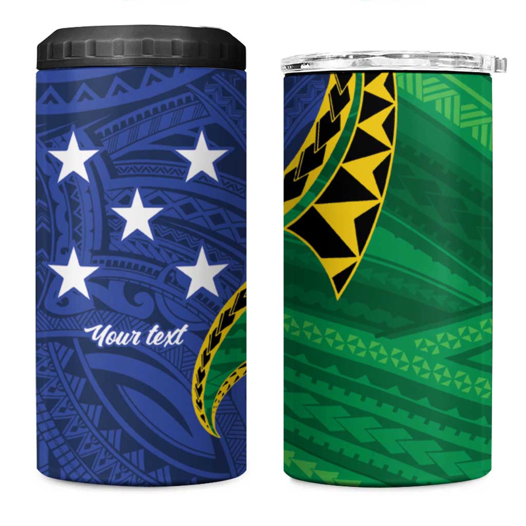 Solomon Islands Independence Day 1978 Personalised 4 in 1 Can Cooler Tumbler Polynesian Pattern with Flag Style LT9 One Size: 16 oz Blue - Polynesian Pride