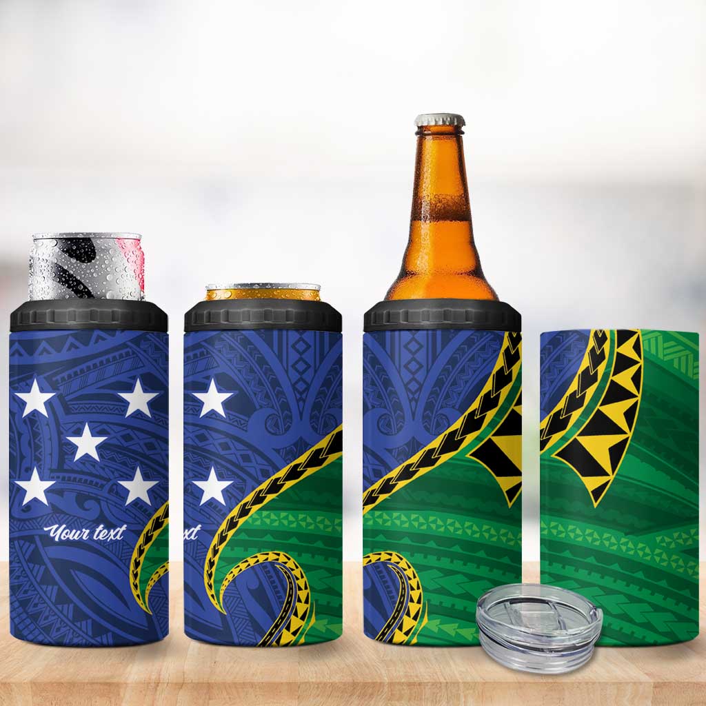 Solomon Islands Independence Day 1978 Personalised 4 in 1 Can Cooler Tumbler Polynesian Pattern with Flag Style LT9 - Polynesian Pride