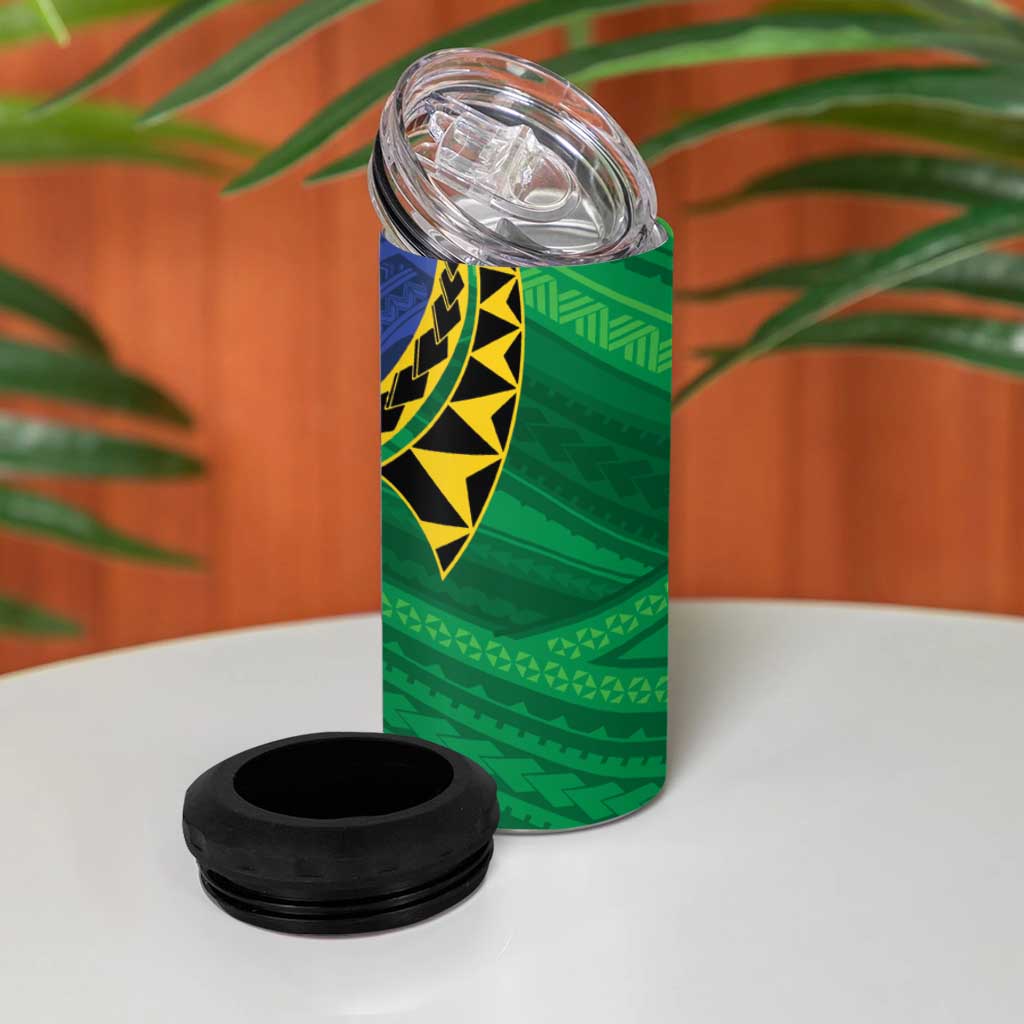 Solomon Islands Independence Day 1978 Personalised 4 in 1 Can Cooler Tumbler Polynesian Pattern with Flag Style LT9 - Polynesian Pride