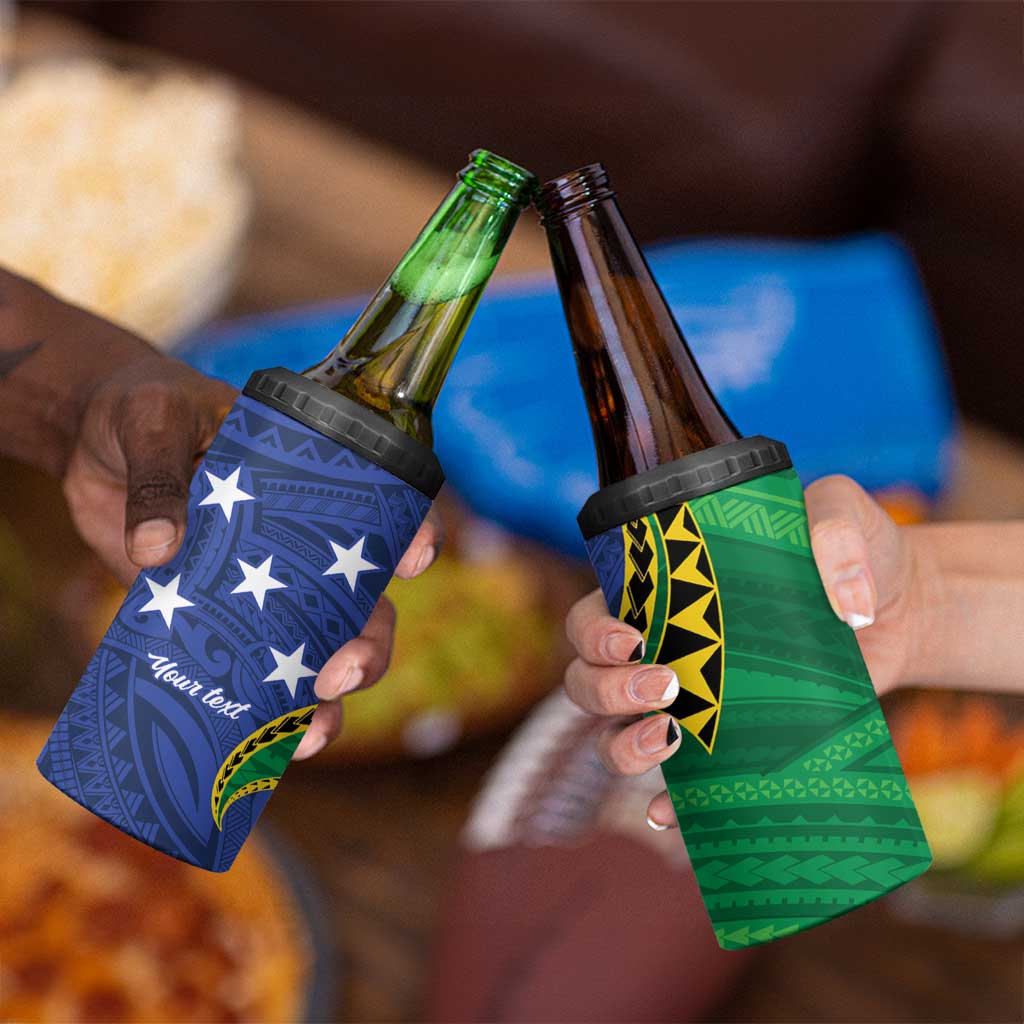 Solomon Islands Independence Day 1978 Personalised 4 in 1 Can Cooler Tumbler Polynesian Pattern with Flag Style LT9 - Polynesian Pride