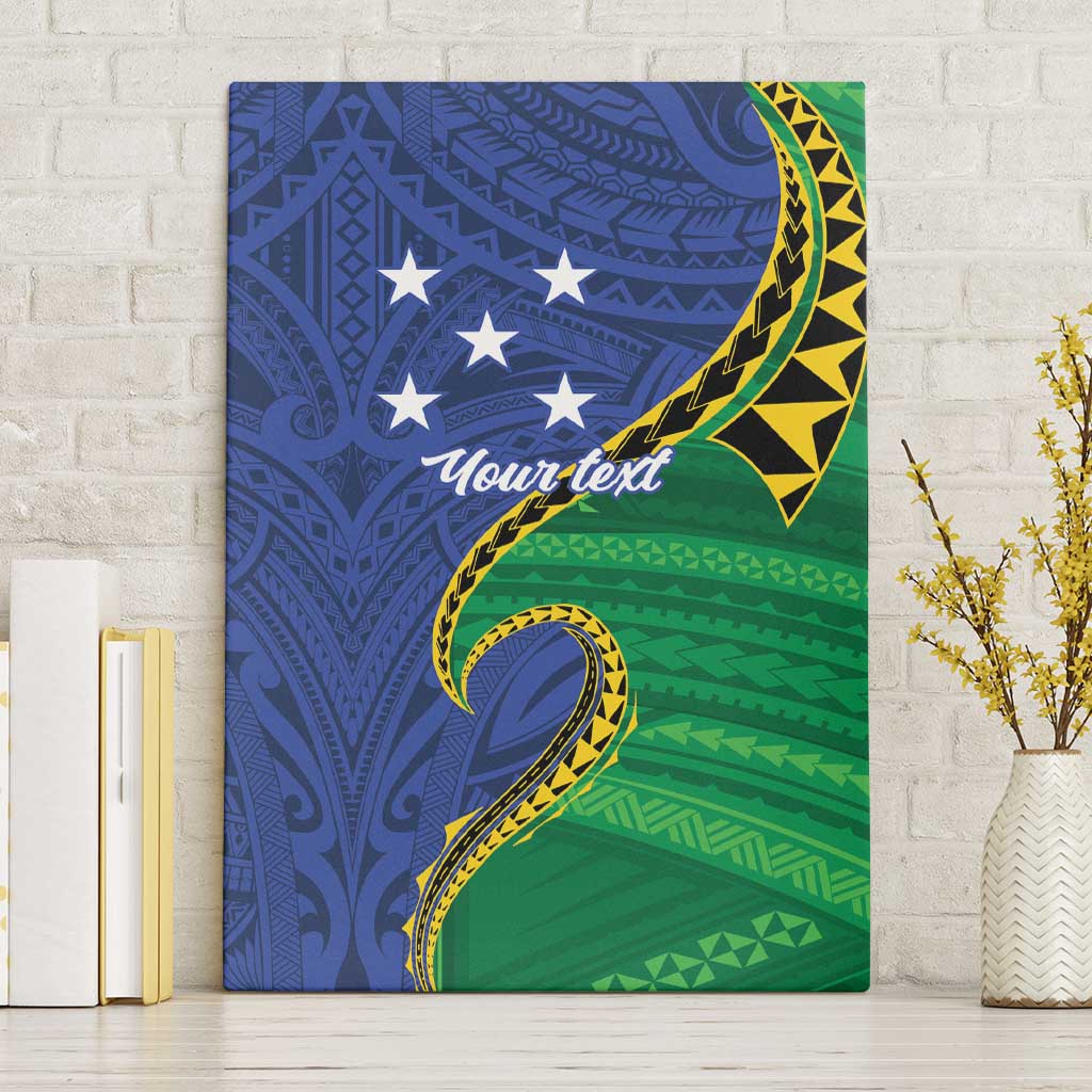 Solomon Islands Independence Day 1978 Personalised Canvas Wall Art Polynesian Pattern with Flag Style LT9 Without Frame Blue - Polynesian Pride