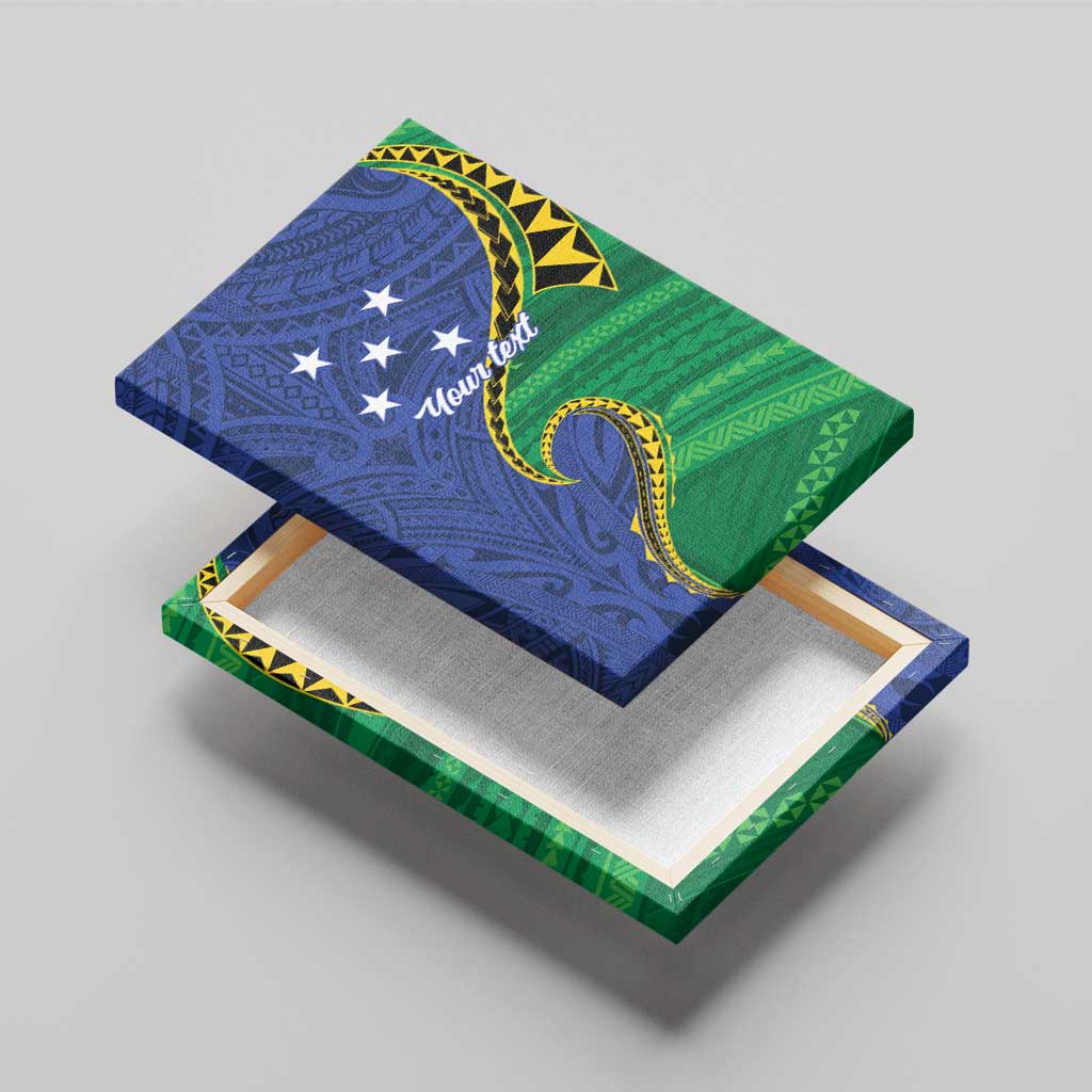 Solomon Islands Independence Day 1978 Personalised Canvas Wall Art Polynesian Pattern with Flag Style LT9 - Polynesian Pride