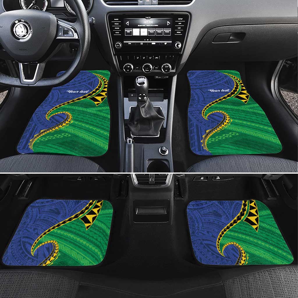 Solomon Islands Independence Day 1978 Personalised Car Mats Polynesian Pattern with Flag Style LT9 Set 4pcs Blue - Polynesian Pride