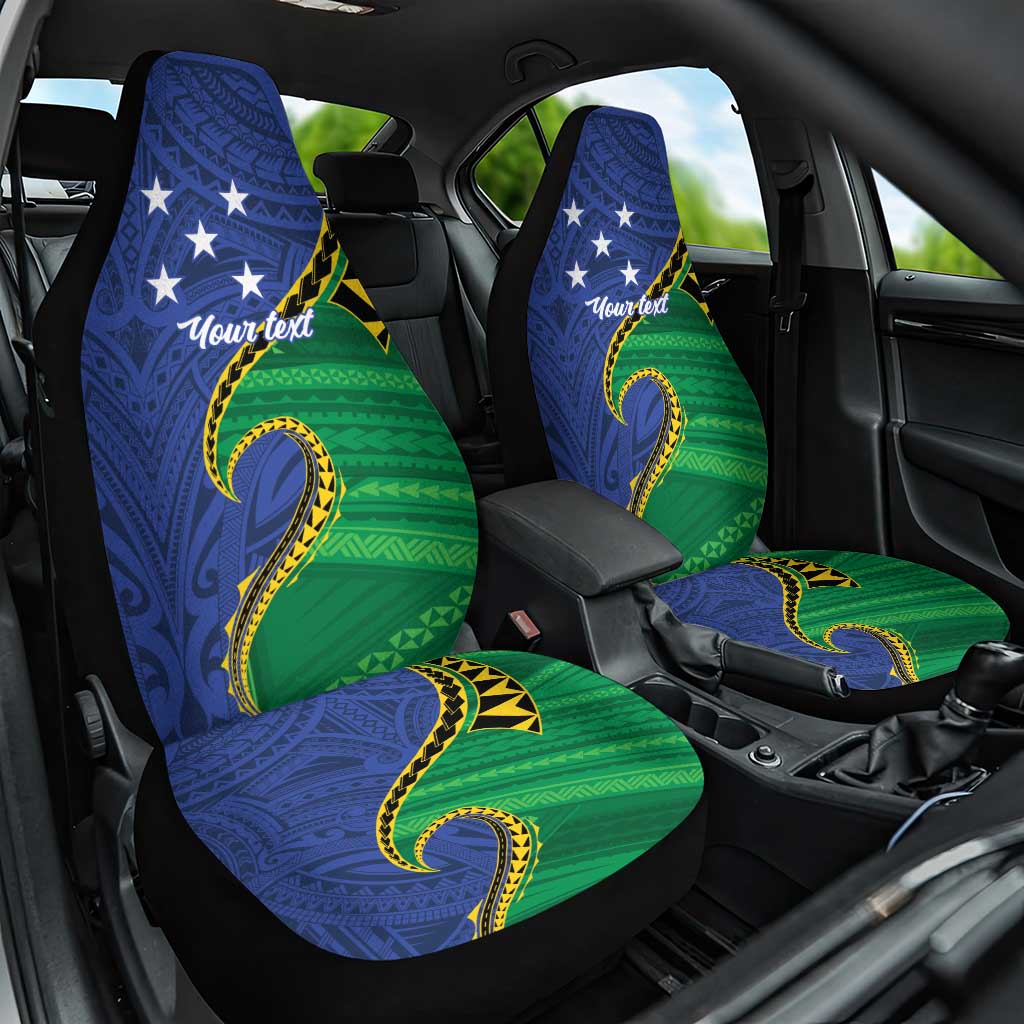 Solomon Islands Independence Day 1978 Personalised Car Seat Cover Polynesian Pattern with Flag Style LT9 One Size Blue - Polynesian Pride