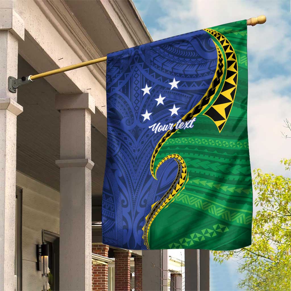 Solomon Islands Independence Day 1978 Personalised Garden Flag Polynesian Pattern with Flag Style LT9 House Flag Blue - Polynesian Pride