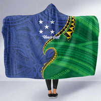 Solomon Islands Independence Day 1978 Personalised Hooded Blanket Polynesian Pattern with Flag Style LT9 One Size Blue - Polynesian Pride