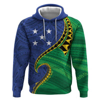 Solomon Islands Independence Day 1978 Personalised Hoodie Polynesian Pattern with Flag Style LT9 Pullover Hoodie Blue - Polynesian Pride