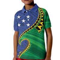 Solomon Islands Independence Day 1978 Personalised Kid Polo Shirt Polynesian Pattern with Flag Style LT9 Kid Blue - Polynesian Pride