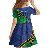 Solomon Islands Independence Day 1978 Personalised Kid Short Sleeve Dress Polynesian Pattern with Flag Style LT9 - Polynesian Pride