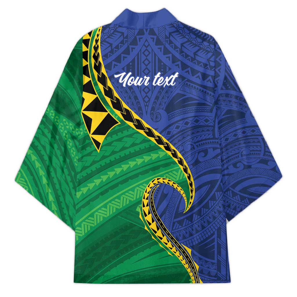 Solomon Islands Independence Day 1978 Personalised Kimono Polynesian Pattern with Flag Style LT9 - Polynesian Pride