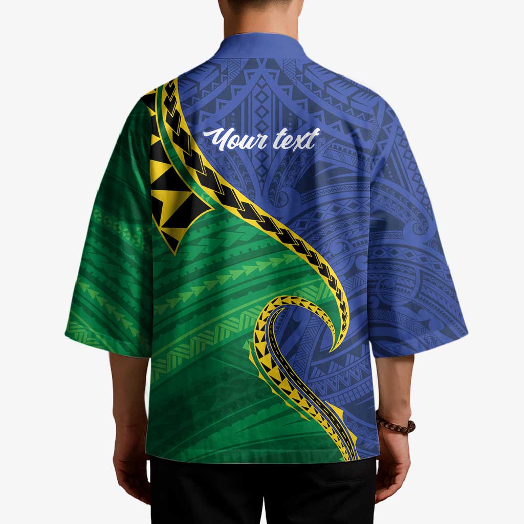 Solomon Islands Independence Day 1978 Personalised Kimono Polynesian Pattern with Flag Style LT9 - Polynesian Pride