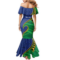 Solomon Islands Independence Day 1978 Personalised Mermaid Dress Polynesian Pattern with Flag Style LT9 - Polynesian Pride
