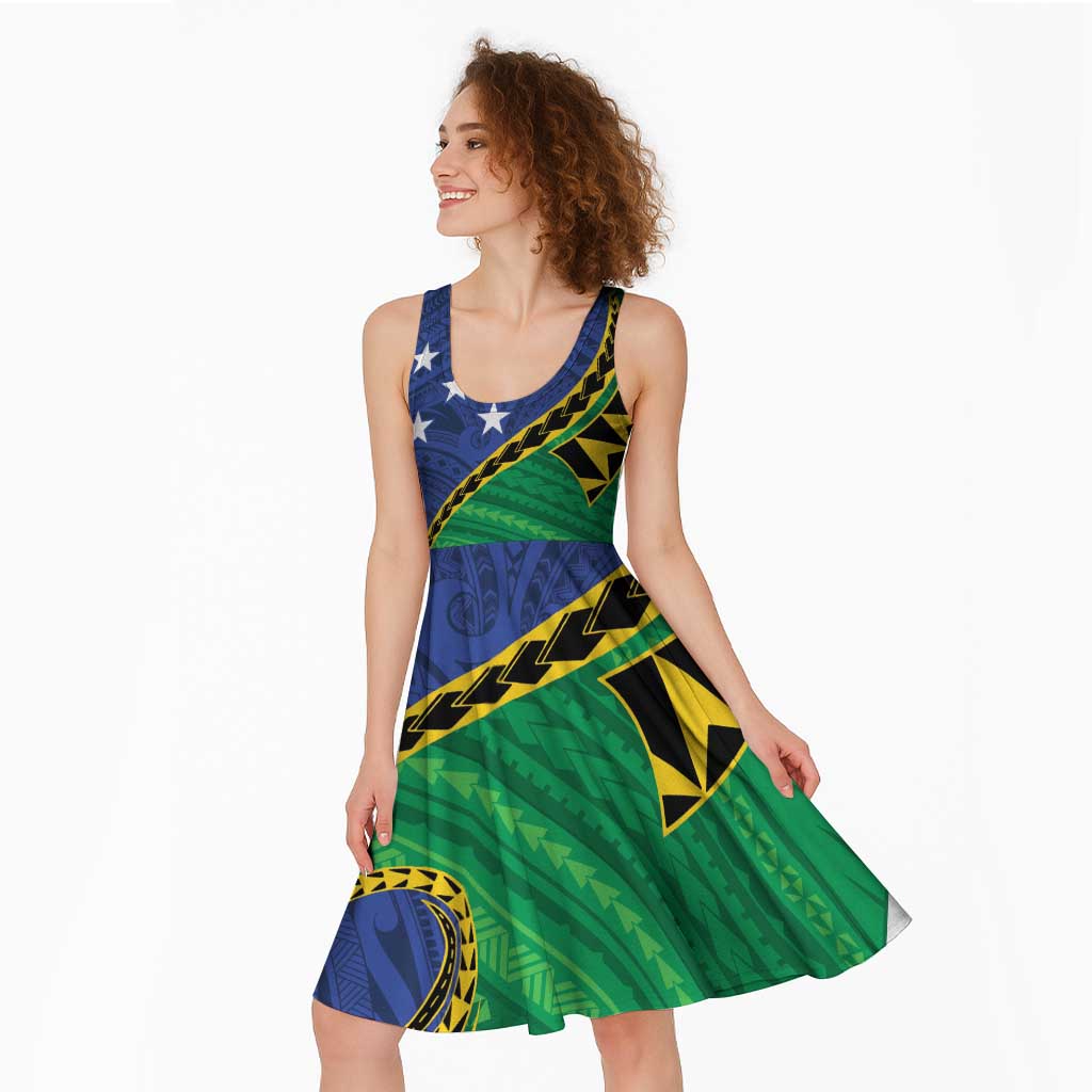 Solomon Islands Independence Day 1978 Personalised Midi Dress Polynesian Pattern with Flag Style LT9 - Polynesian Pride
