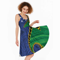 Solomon Islands Independence Day 1978 Personalised Midi Dress Polynesian Pattern with Flag Style LT9 - Polynesian Pride