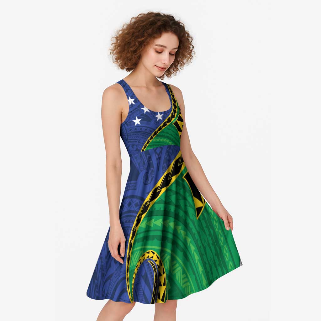 Solomon Islands Independence Day 1978 Personalised Midi Dress Polynesian Pattern with Flag Style LT9 - Polynesian Pride