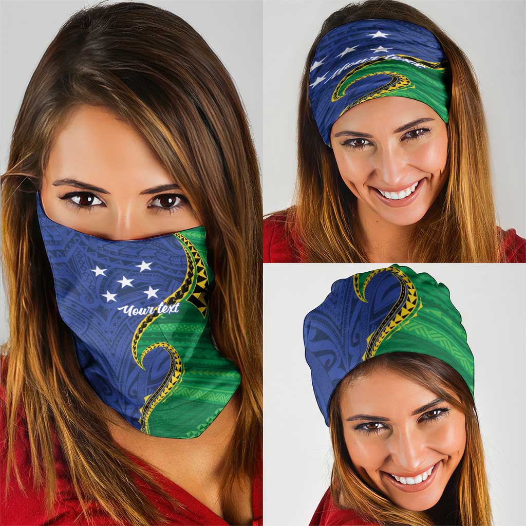 Solomon Islands Independence Day 1978 Personalised Neck Gaiter Polynesian Pattern with Flag Style LT9 - Polynesian Pride