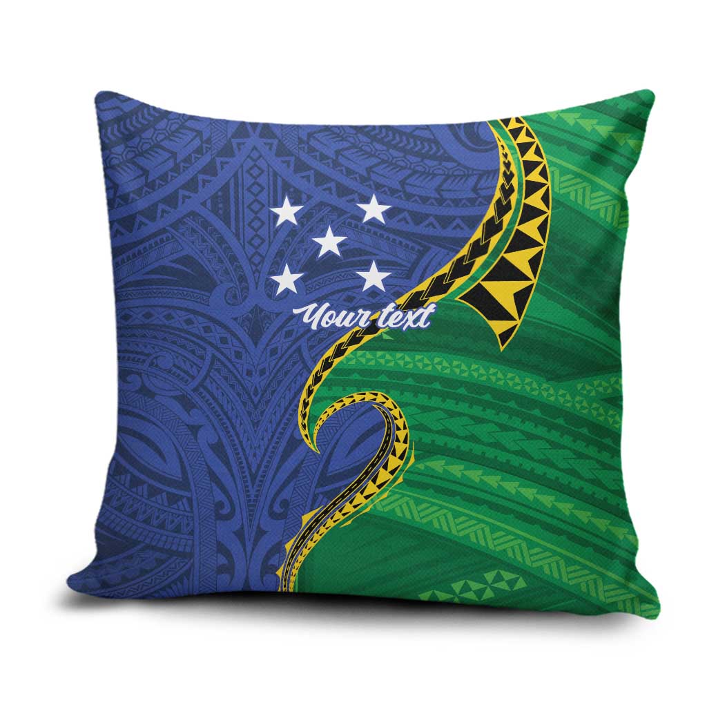 Solomon Islands Independence Day 1978 Personalised Pillow Cover Polynesian Pattern with Flag Style LT9 Blue - Polynesian Pride