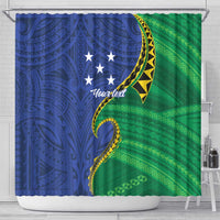 Solomon Islands Independence Day 1978 Personalised Shower Curtain Polynesian Pattern with Flag Style LT9 - Polynesian Pride