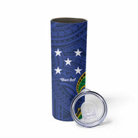 Solomon Islands Independence Day 1978 Personalised Skinny Tumbler Polynesian Pattern with Flag Style LT9 - Polynesian Pride