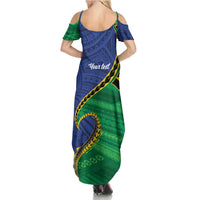 Solomon Islands Independence Day 1978 Personalised Summer Maxi Dress Polynesian Pattern with Flag Style LT9 - Polynesian Pride