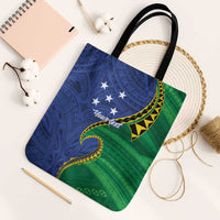 Solomon Islands Independence Day 1978 Personalised Tote Bag Polynesian Pattern with Flag Style LT9 Black Strap One Size Blue - Polynesian Pride